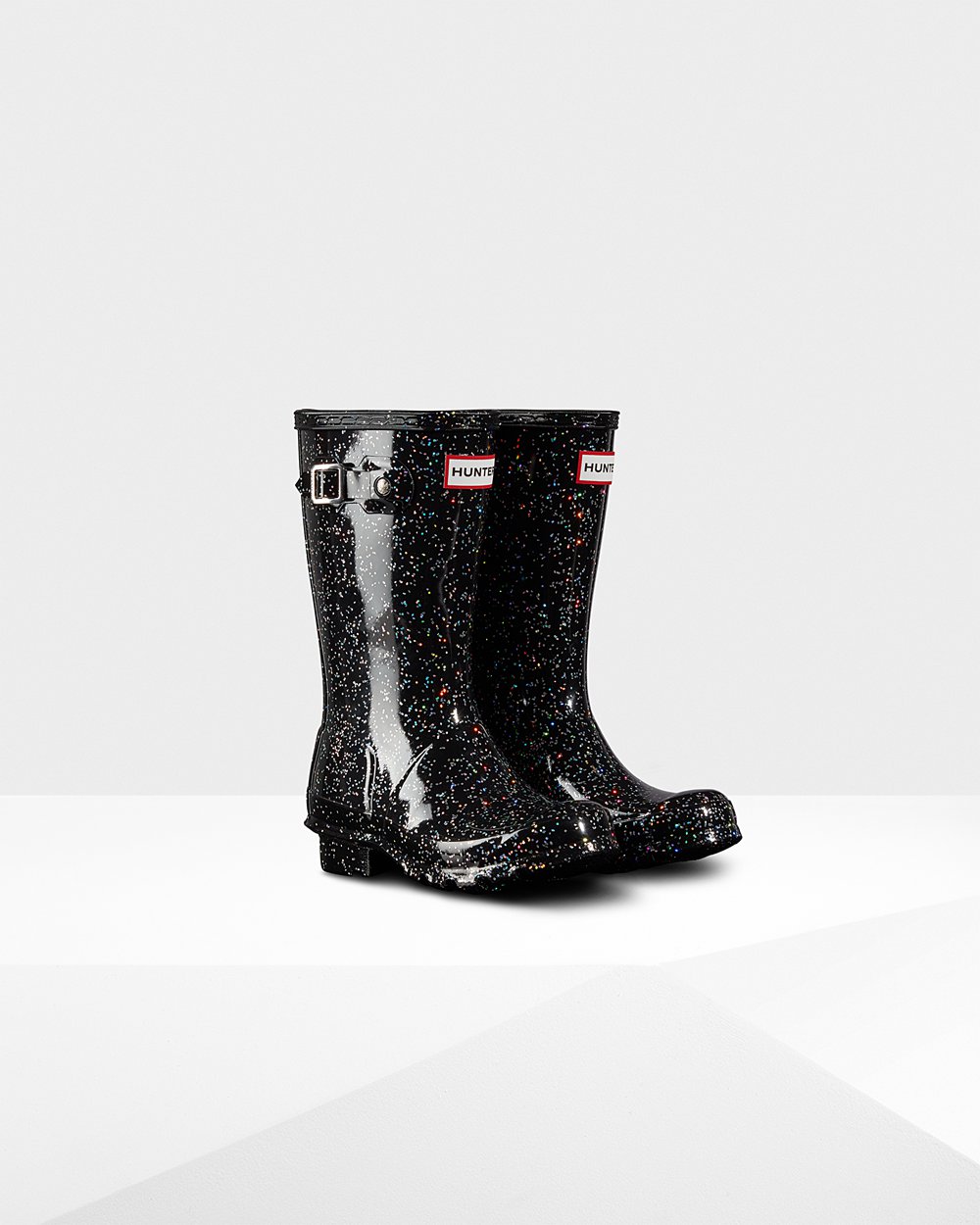 Kids Hunter Original Big Giant Glitter | Rain Boots Black | NZ-74628-VAFH